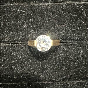 Round Cut 18K Gold Plated Solitaire Engagement Ring Sz 8
